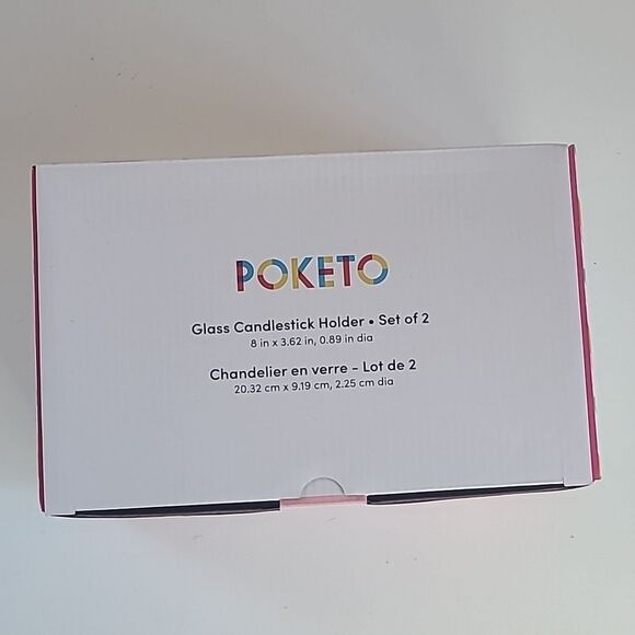 POKETO Green Glass Candlestick Holder Set of 2 - Picture 2 of 7